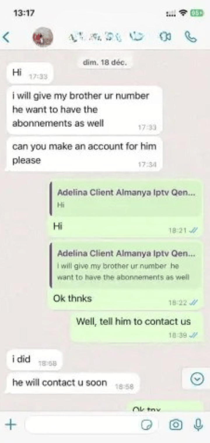 Screenshot einer Online-Unterhaltung zwischen Kundensupport und Nutzer