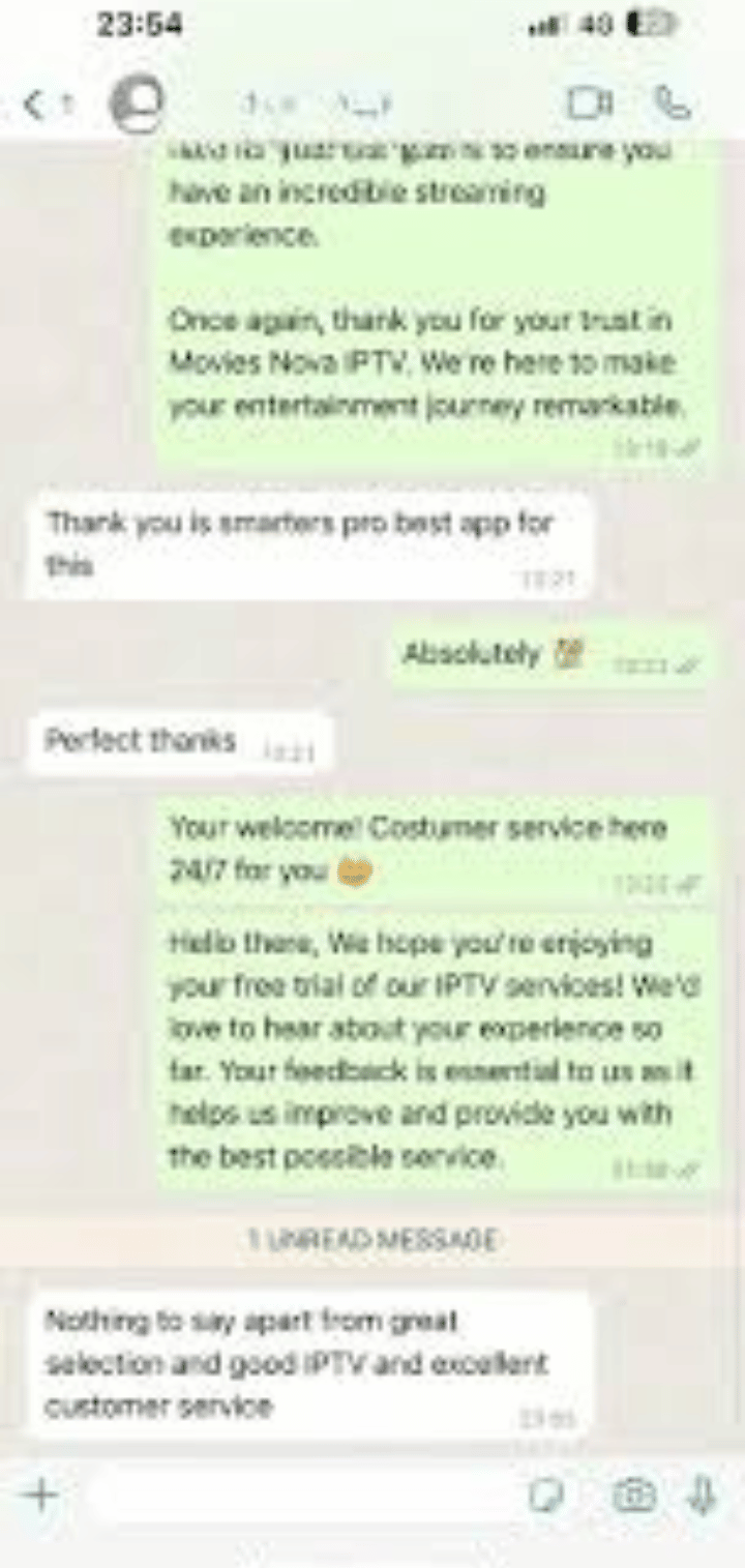 Screenshot einer Online-Unterhaltung zwischen Kundensupport und Nutzer