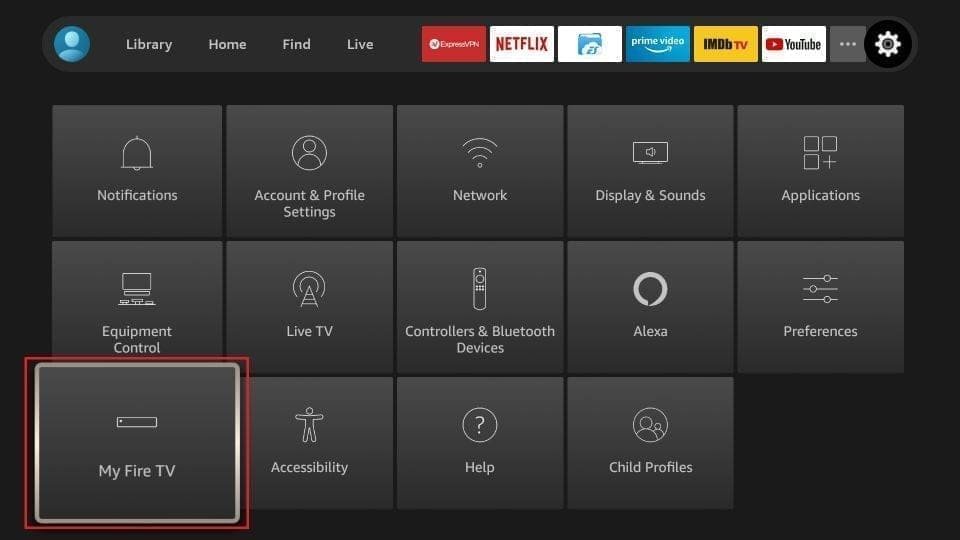 Wählen Sie in den Einstellungen die Option My Fire TV